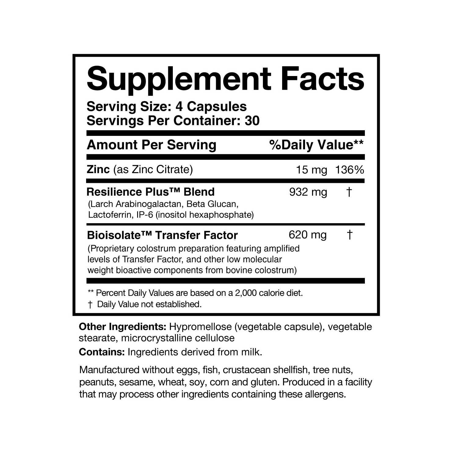 Researched Nutritionals Transfer Factor Rapid Response 120 Capsules