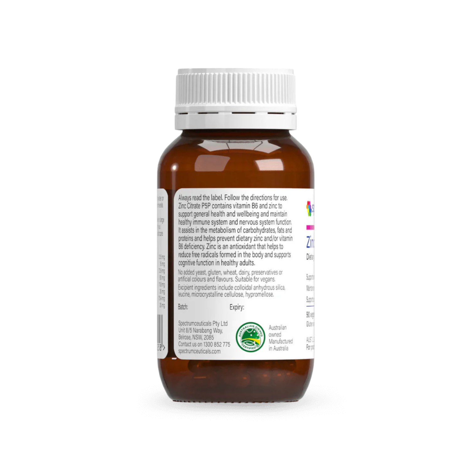 Spectrumceuticals Zinc Citrate P5P 90 Capsules