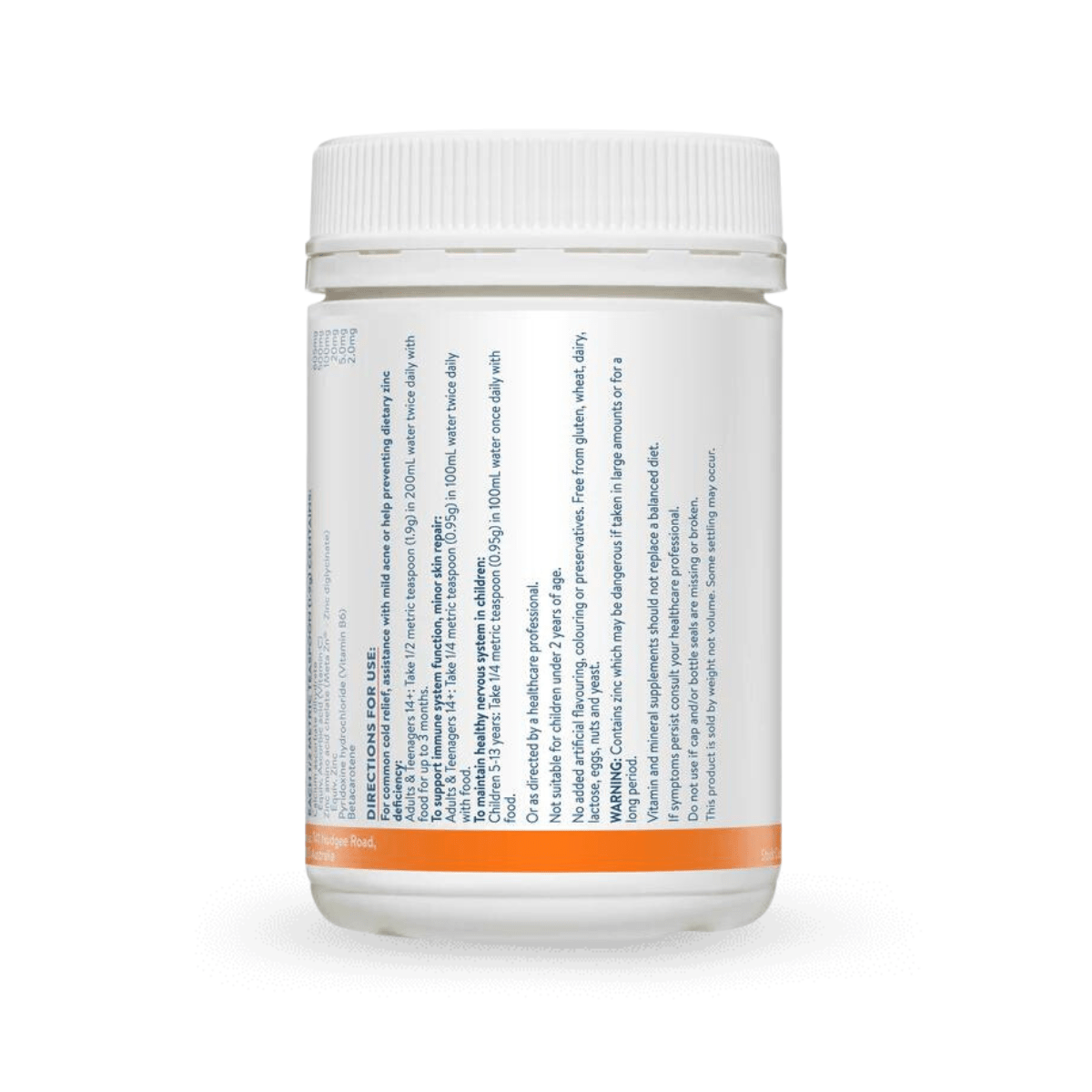 Mega Zinc 40mg with Vitamin C Powder Raspberry 190g