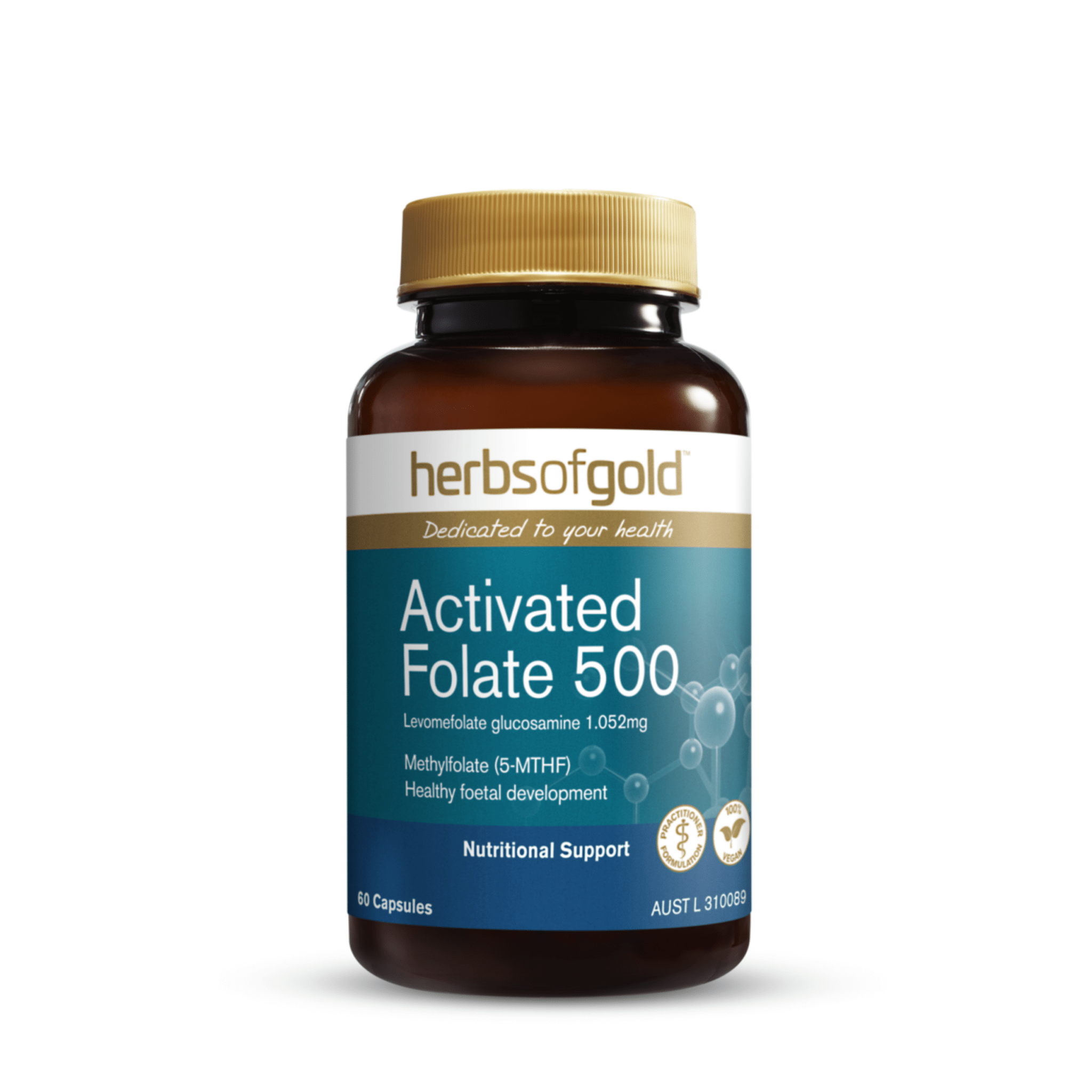Herbs of Gold Activated Folate 500 60 Capsules