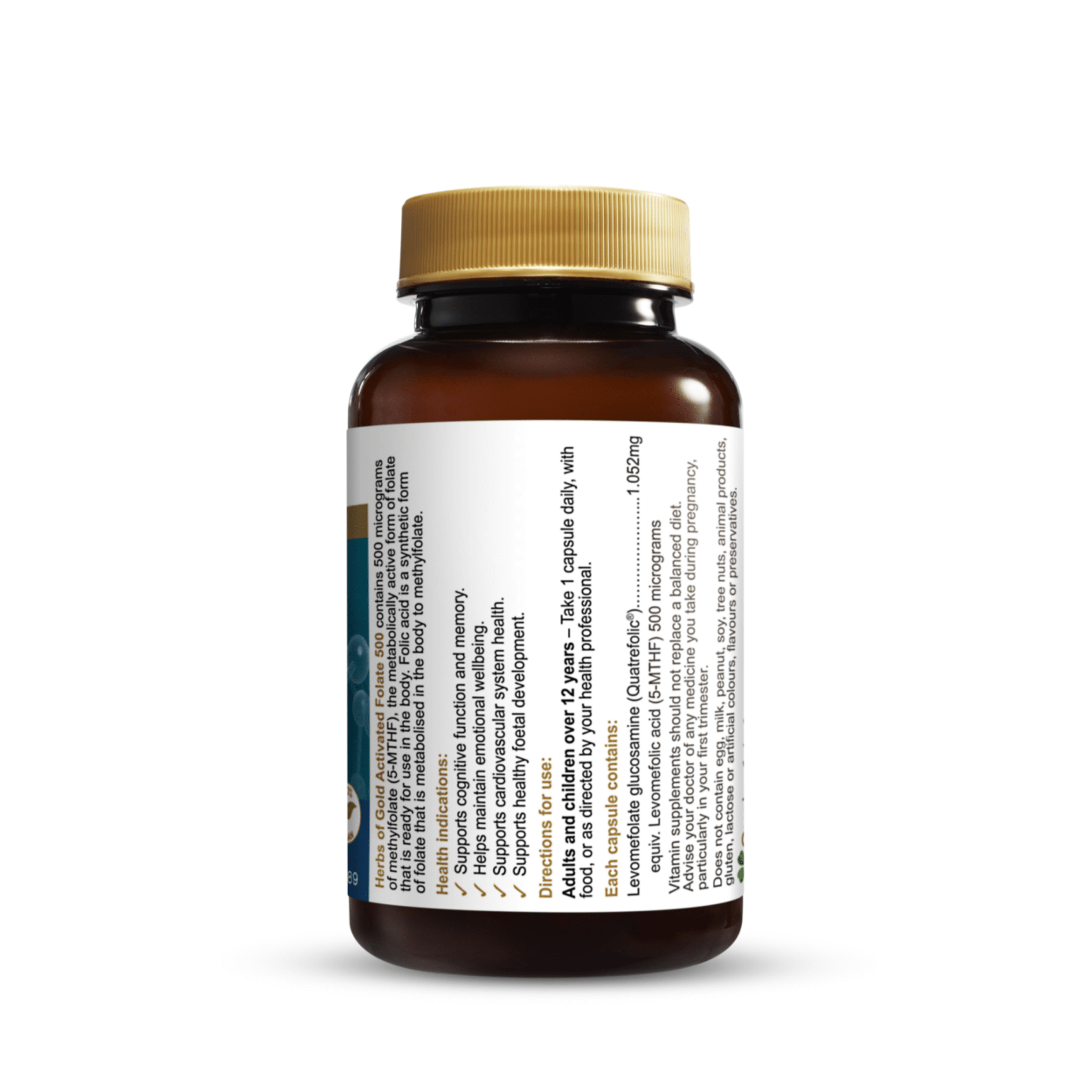 Herbs of Gold Activated Folate 500 60 Capsules