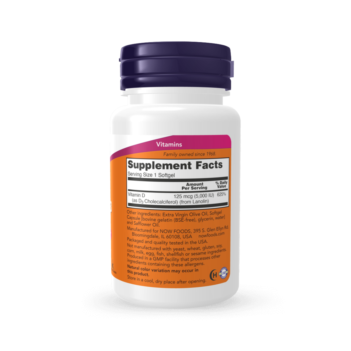 NOW Vitamin D-3 5000 IU 240 Softgels