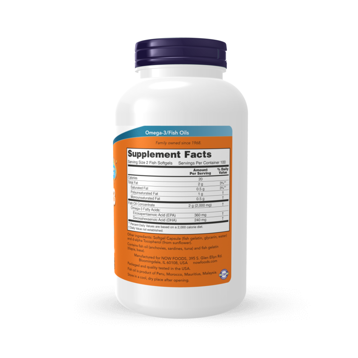 NOW Omega-3, Molecularly Distilled Fish 200 Softgels