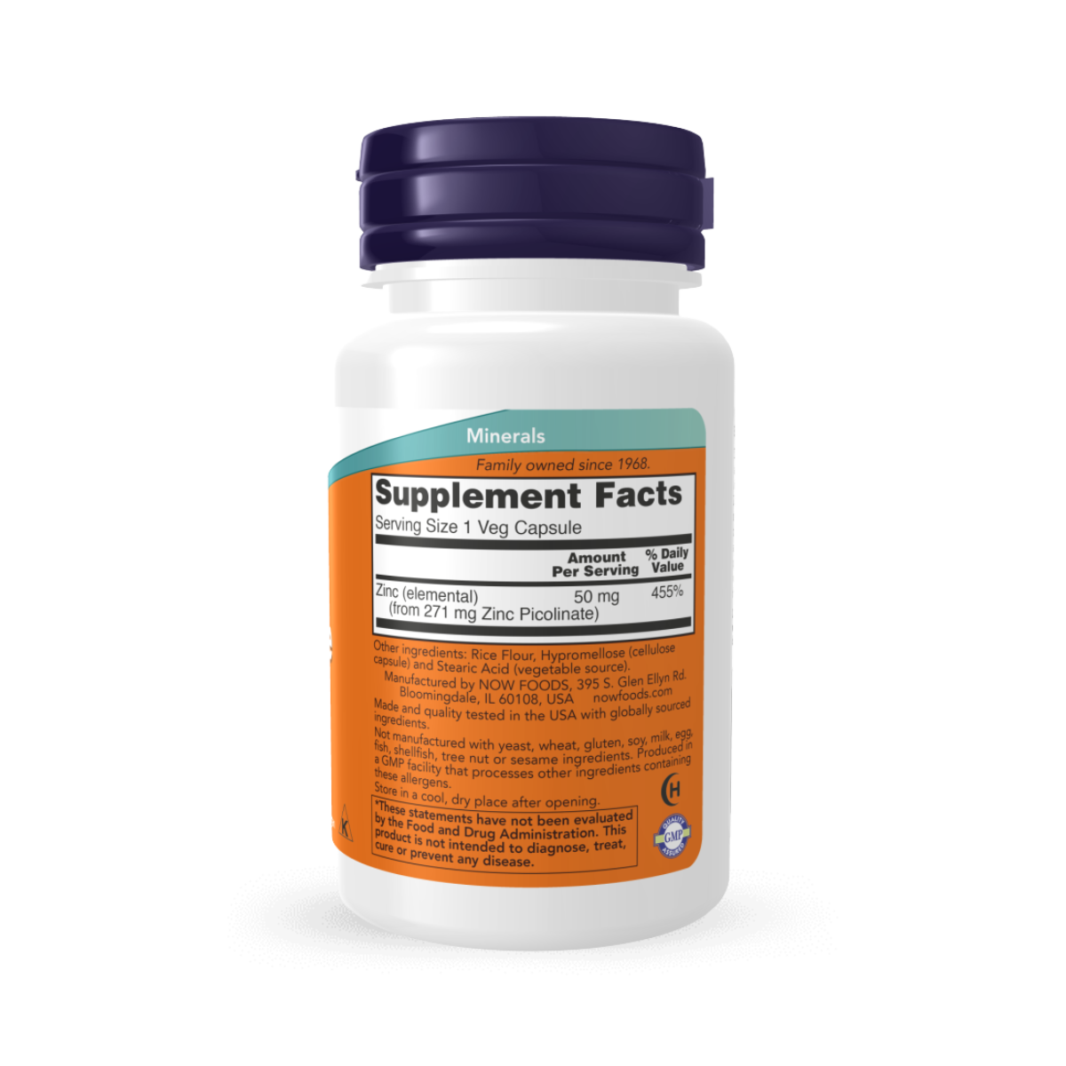 NOW Zinc Picolinate 50mg – 150 Veg Capsules