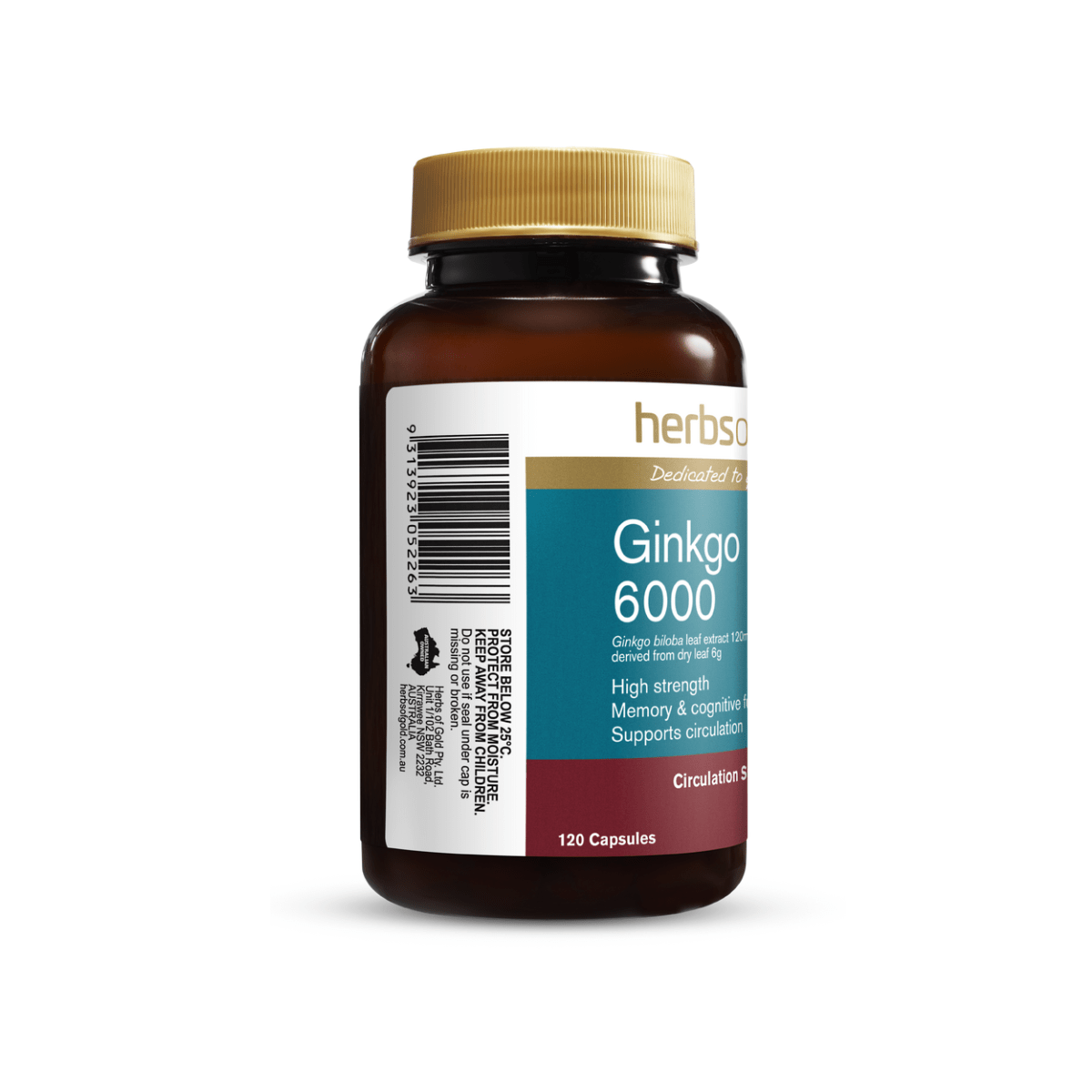 Herbs Of Gold Ginkgo Biloba 6000 120 Capsules