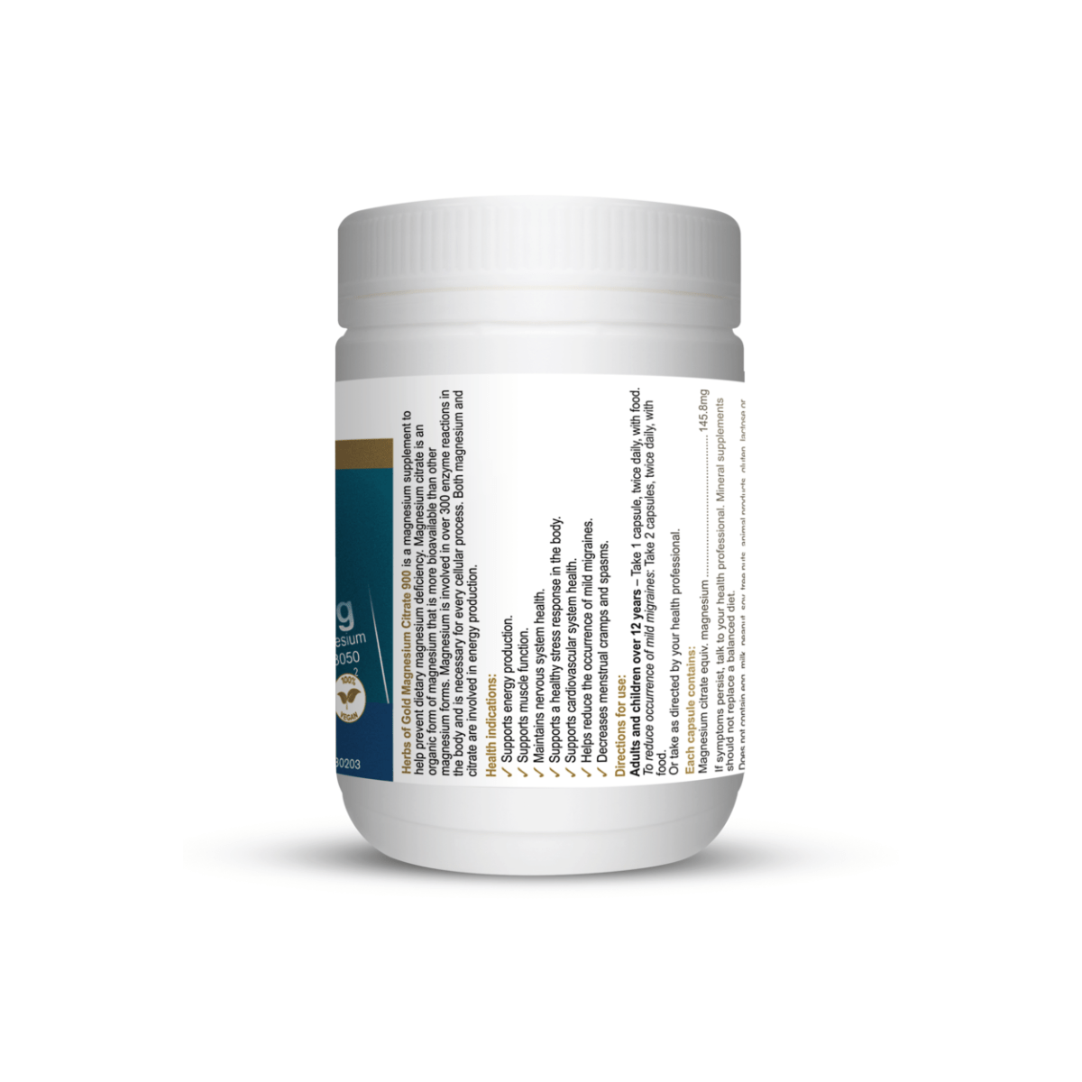 Herbs Of Gold Magnesium Citrate 900 120 Tablets