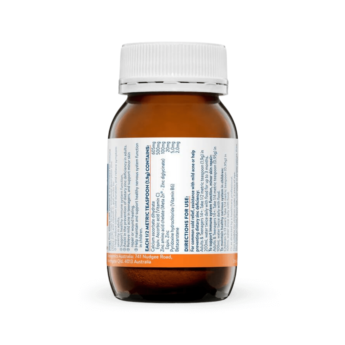 Ethical Nutrients Mega Zinc 40mg with Vitamin C Powder Raspberry 95g